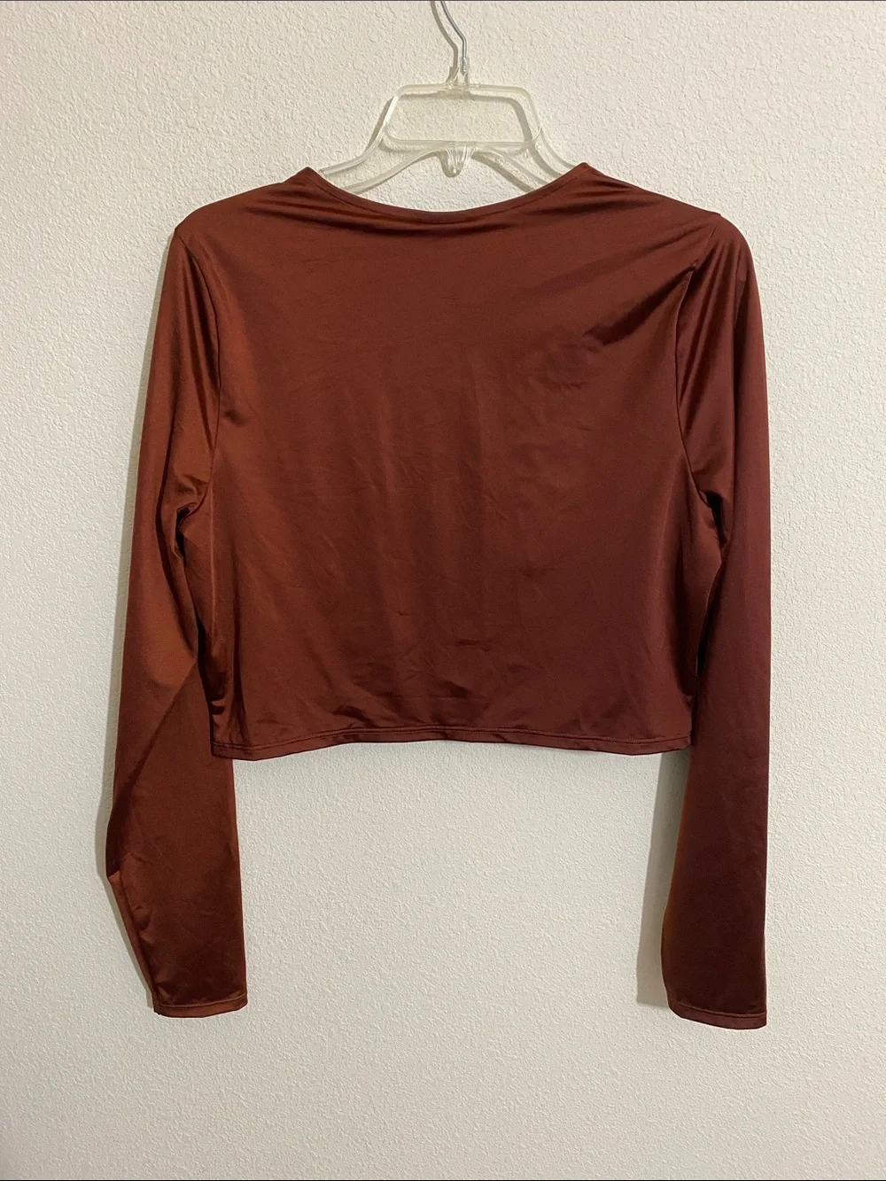 CALIA Shiny Brown Ruched Long Sleeve Rash Guard Swim Top UPF 50 Women's Size XL